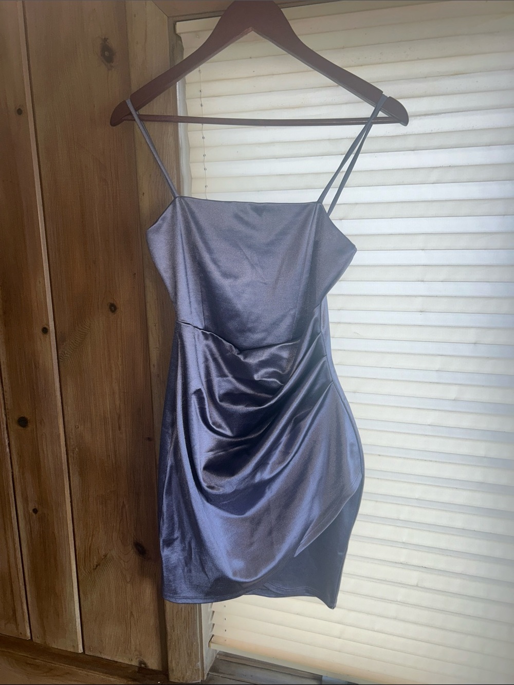 Windsor Metallic Lavender Satin Mini Dress